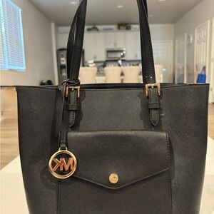 Michael Kors Black Tote with Gold Details